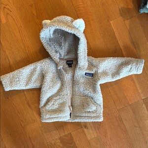 Patagonia Cream Fleece Baby Jacket with Ears
